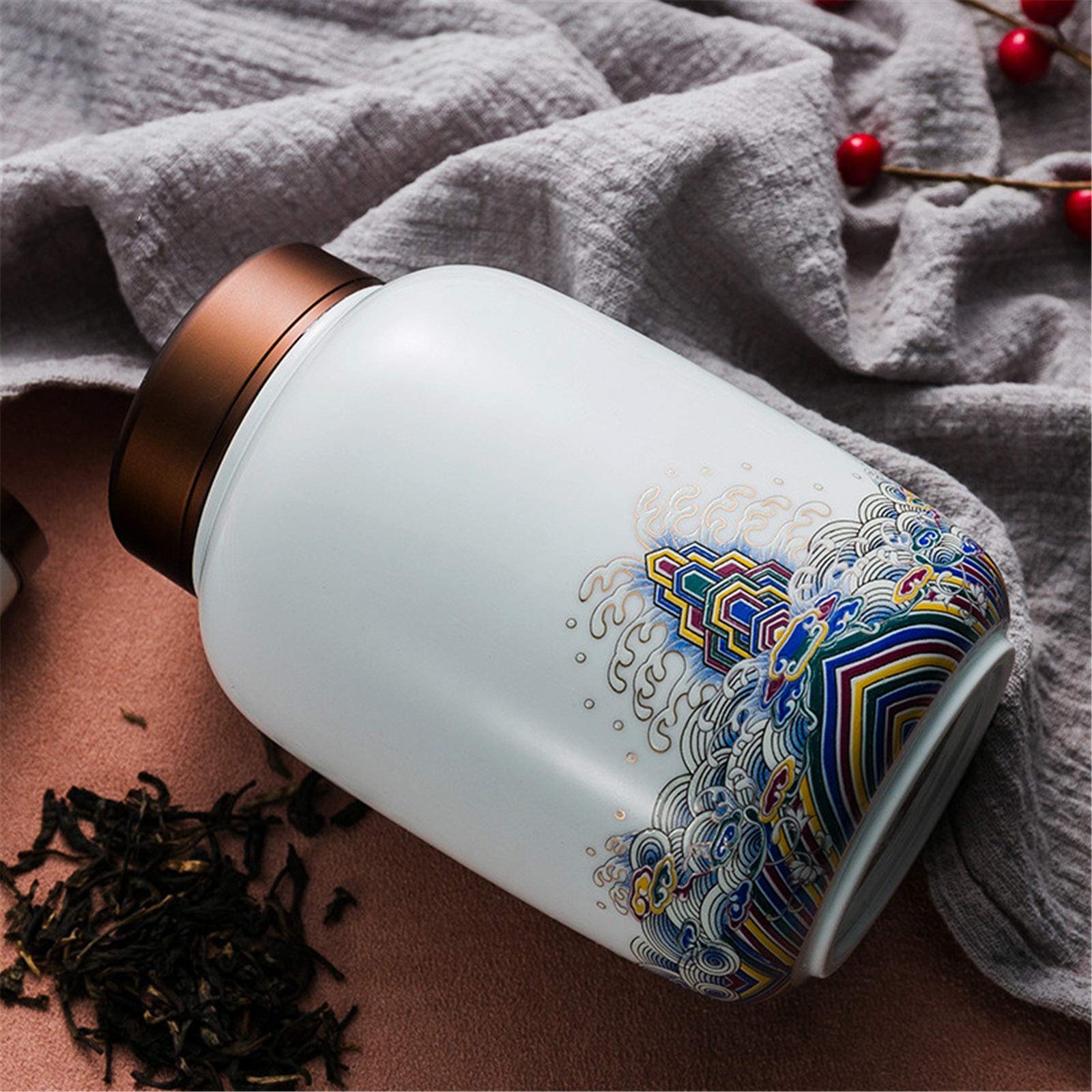 Keramik-Teekanister Teedose aus Keramik, Emaille, große Dose, Deckel, Küche, Vorratsdose für Kaffee, Gewürze