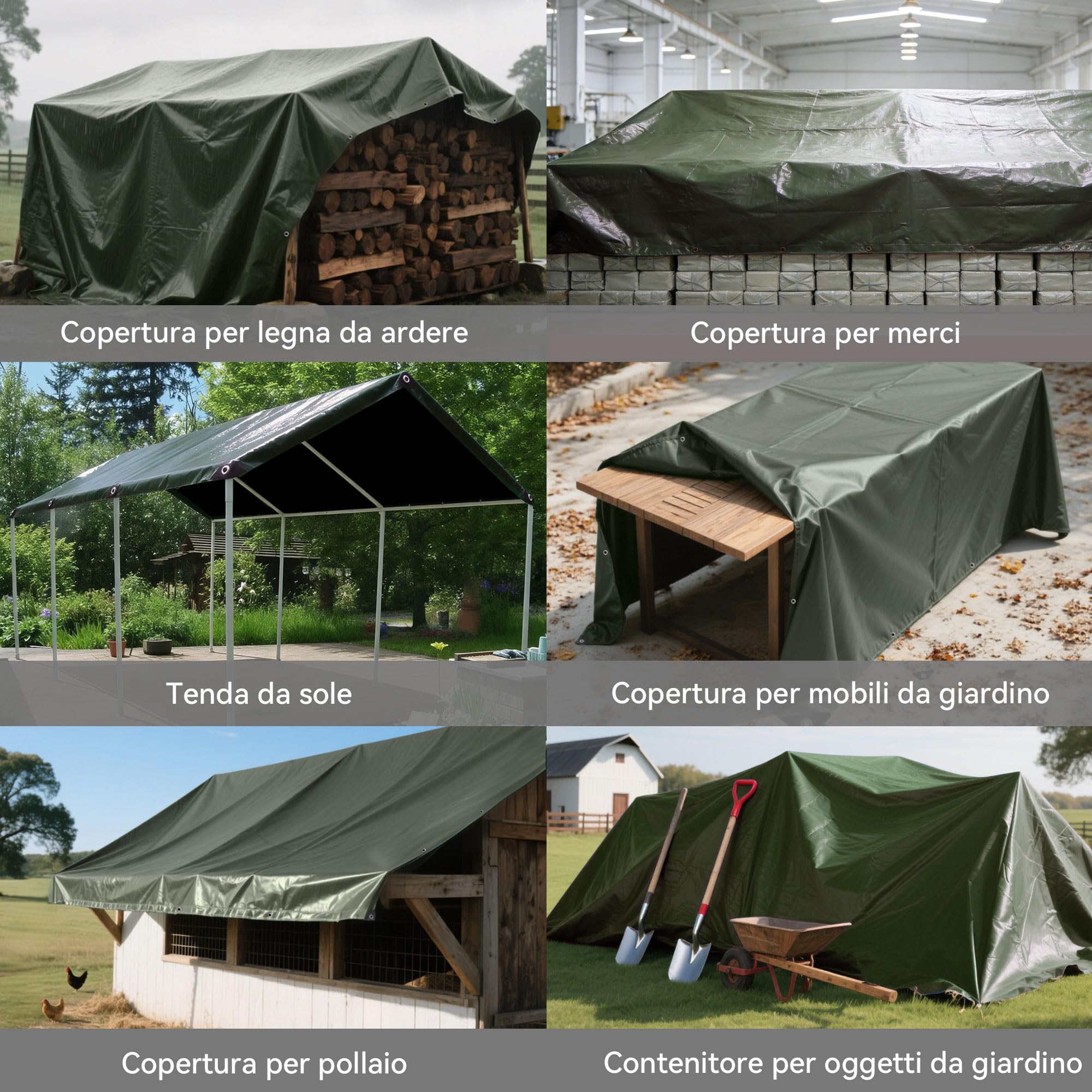 Telo Telone 2x3m telo impermeabile esterno，140g/㎡ telone Resistente Anti-UV Anti-Rottura Telo Fondale con Occhielli Rinforzati,Copertura Multiuso per Campeggio Piscina Tetto Auto Mobili Patio