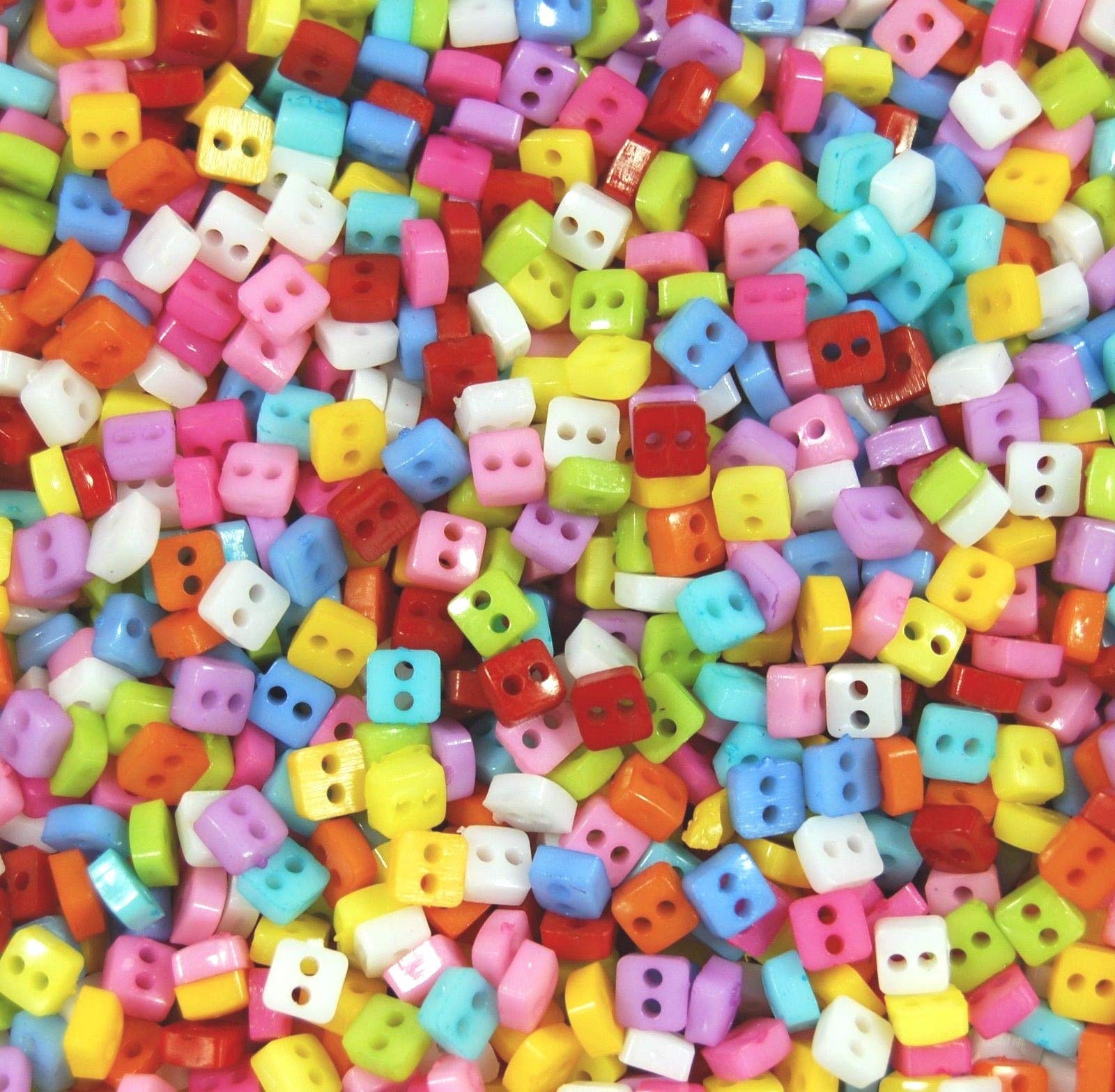 celloexpress 6mm Mini Doll Buttons for Dolls & Soft Toys Clothes - Assorted Colours & Designs (Pack of 2000, 6mm, Squares - Mixed Colours) โ image 1