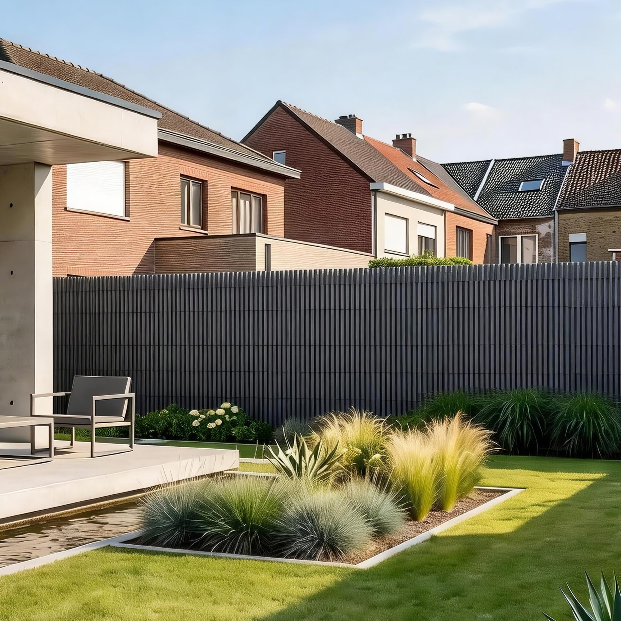 casa.pro Valla Jardin Exterior Cefalu 150 x 400 cm Cañizo PVC Malla Ocultacion Cañizo Jardin Ocultación Contra el Viento Pantalla de Privacidad Balcón Terraza Resistente 16 mm - Antracita