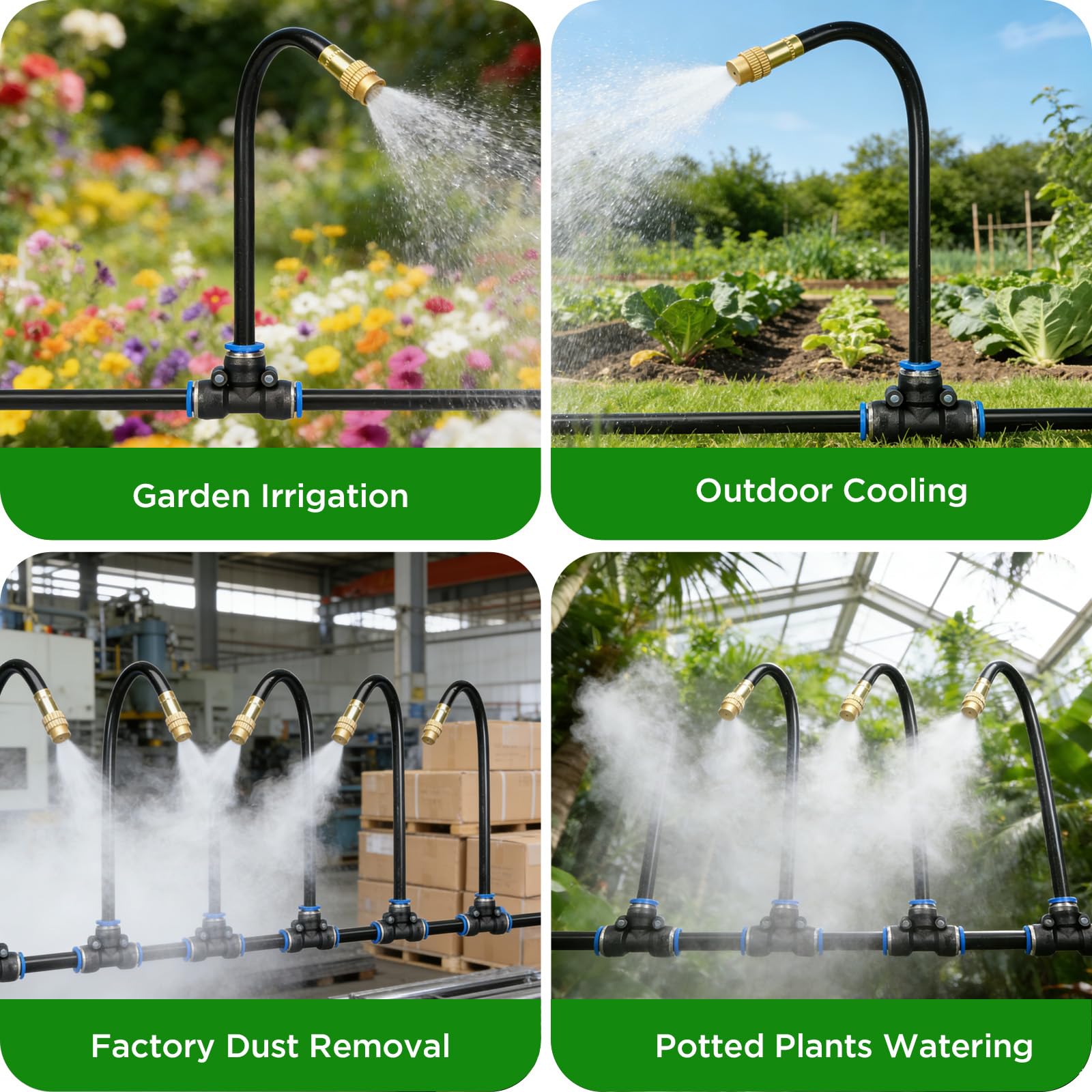 DEMORA Kit de riego automático por goteo de 66 pies, manguera de riego flexible con múltiples cabezales de aspersor, sistema de nebulización para jardín, patio, plantas al aire libre, invernadero