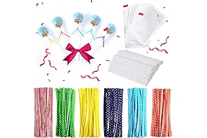 300-Piece Lollipop Sticks, Cake Pop Treat Bags, and Wrappers Value Set