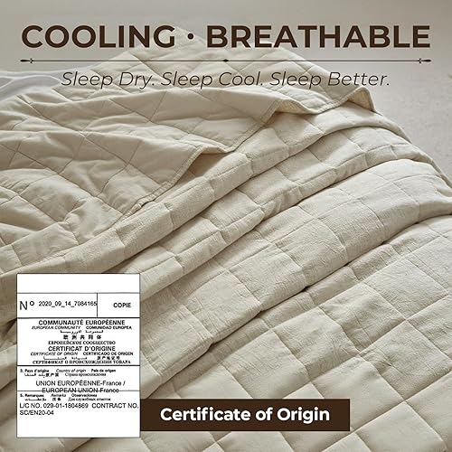 Miniatura 5 de Powdion Colcha de lino francés tamaño Queen, 100% lino frontal, 100% algodón, ropa de cama vintage prelavada para todas las estaciones, colcha