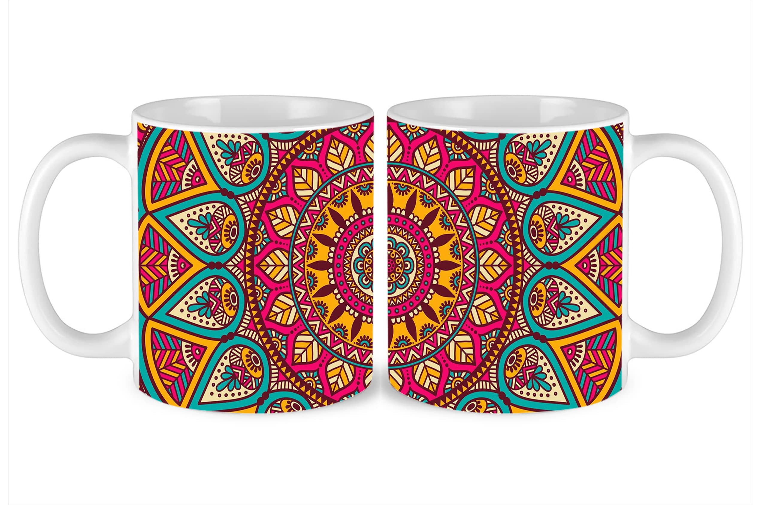 Good Cheer Traditional Pattern Printed Tea, Milk & Coffee Ceramic Mug (350 Ml)- 11OZ Cup