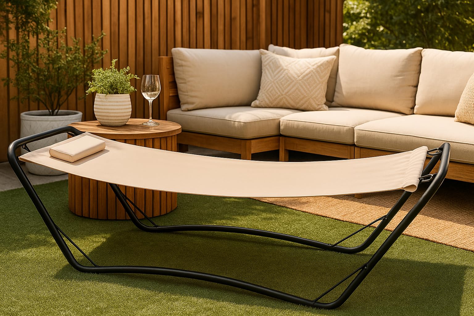 Linea Garden Friend A1619021, Amaca con Supporto Java, Beige