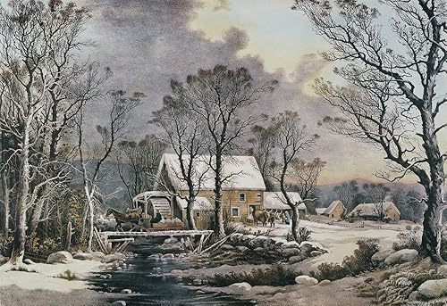 Miniatura 1 de Currier & Ives Winter Scene NWinter In The Country The Old Grist Mill Litografía 1864 por Currier & Ives Póster impreso por (18 x 24)