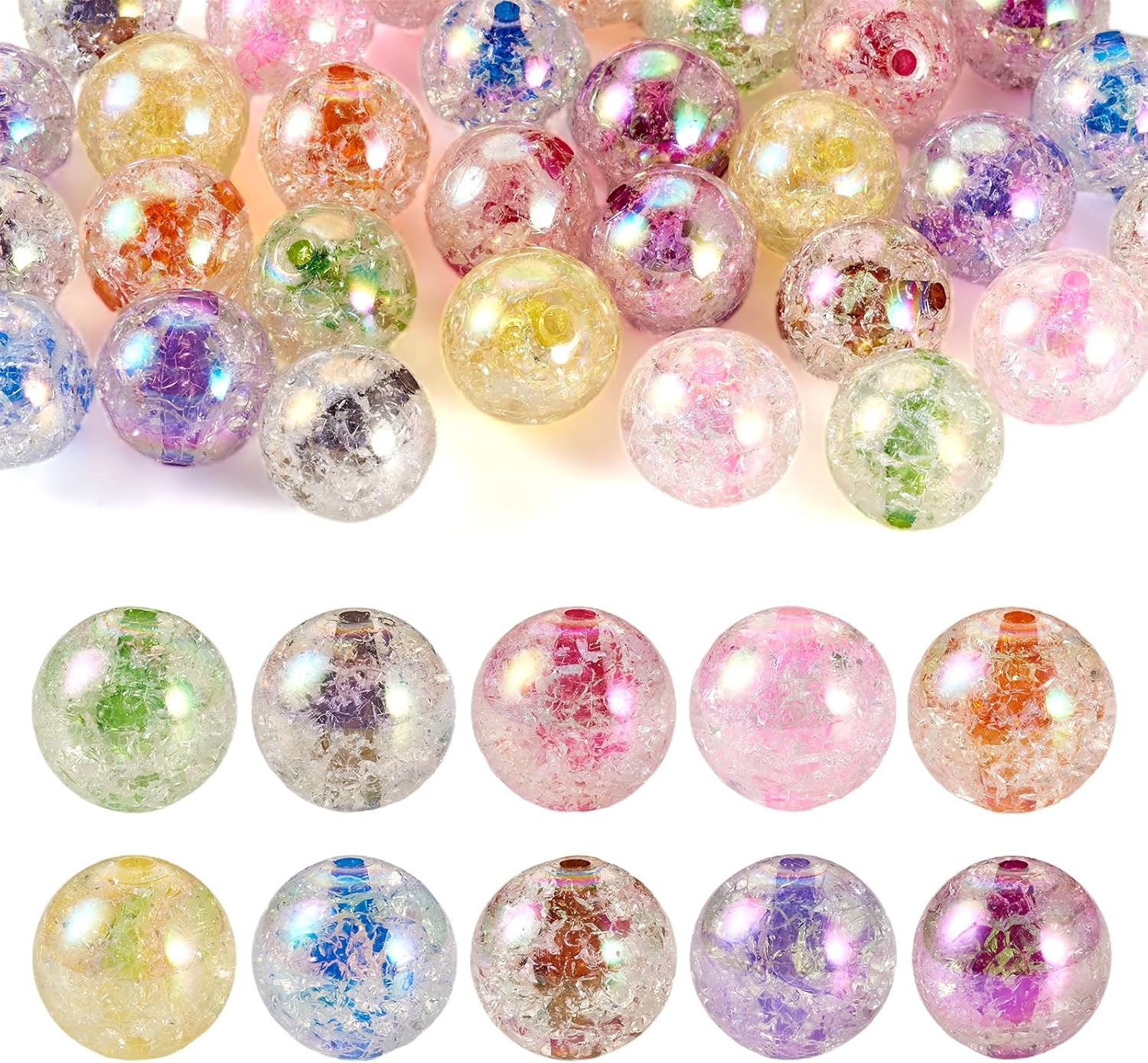 Craftdady 30Pcs 20mm Acrylic Crackle Bubblegum Beads AB Color Focal Beads Round Ball Chunky Bubble Spacer Beads for Pens Crafts DIY Jewelry Making Supplies