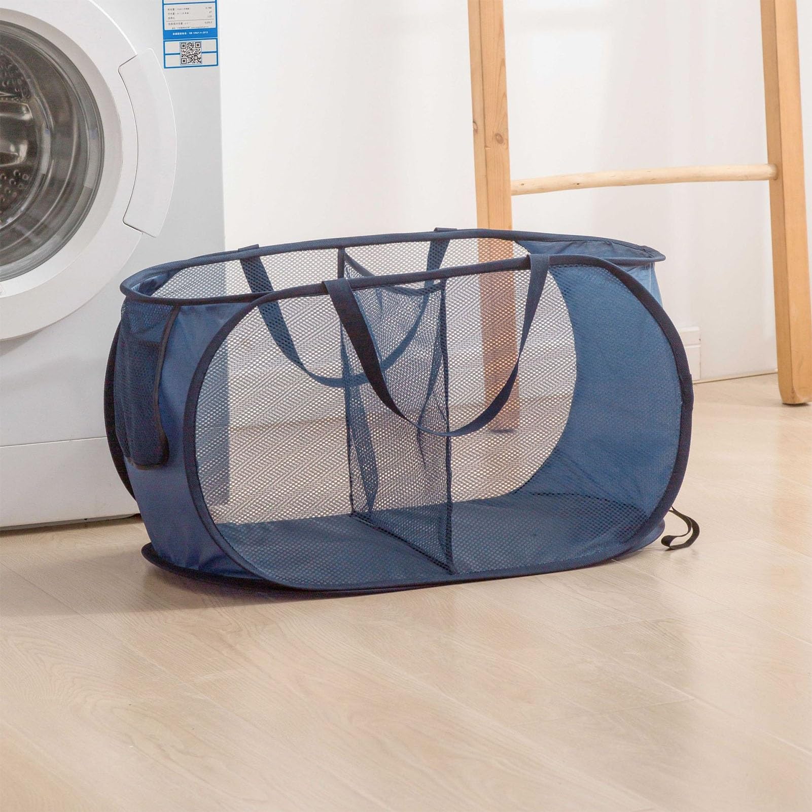 Folding Laundry Basket Household Storage Layered Dirty Clothes,Thickened Partitioned,Two Compartment Bedroom