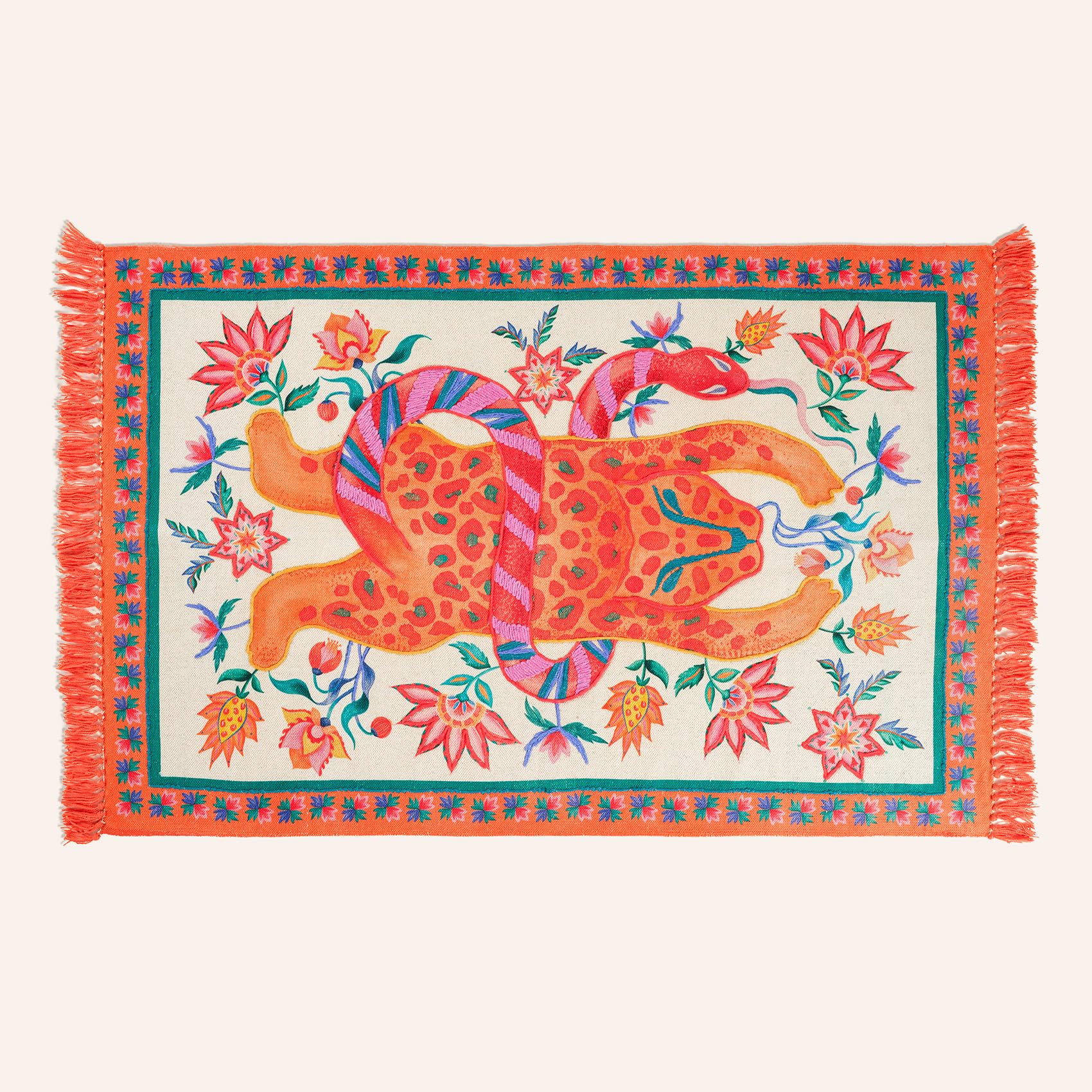 Rajna Pamuk Kilim 120x180 Cm Krem-turuncu