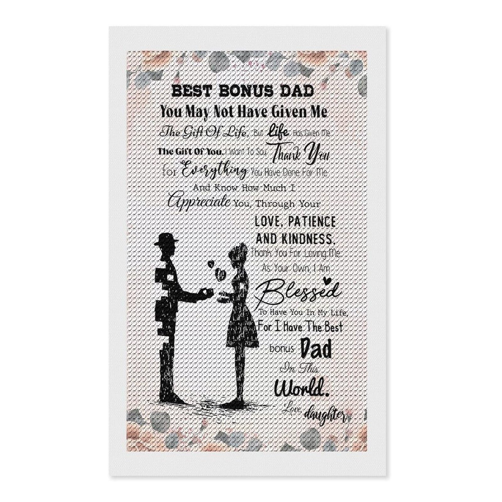Junmoney Best Bonus Dad Diamond Painting Canvas Kit 12"x20", Adhesive Canvas, Living Room Decor, Farmhouse Decor, Winter Craft