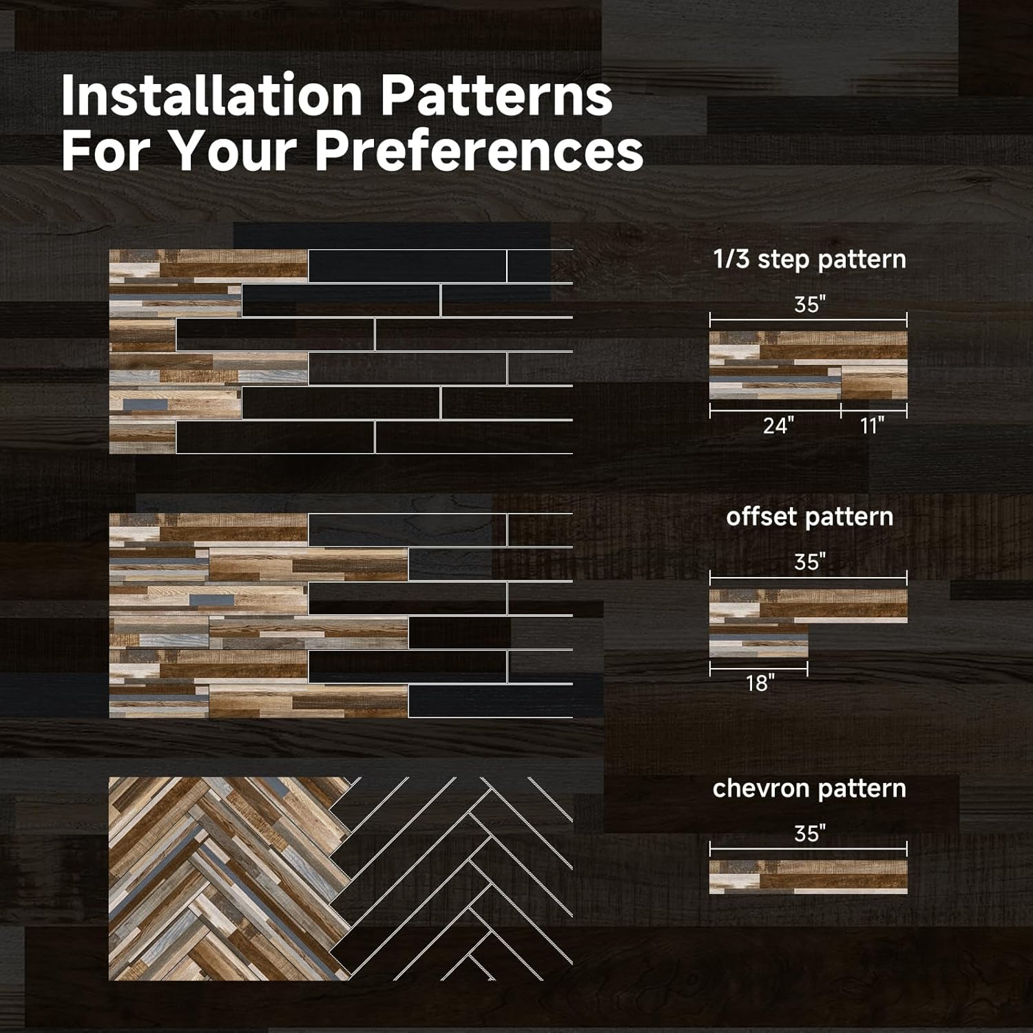 Peel and Stick Flooring, 37-Pack (54 Sq.Ft) Wood-Effect Vinyl Flooring, Waterproof Flooring Planks for Bedroom, Living Room, Kitchen, Multi Colour