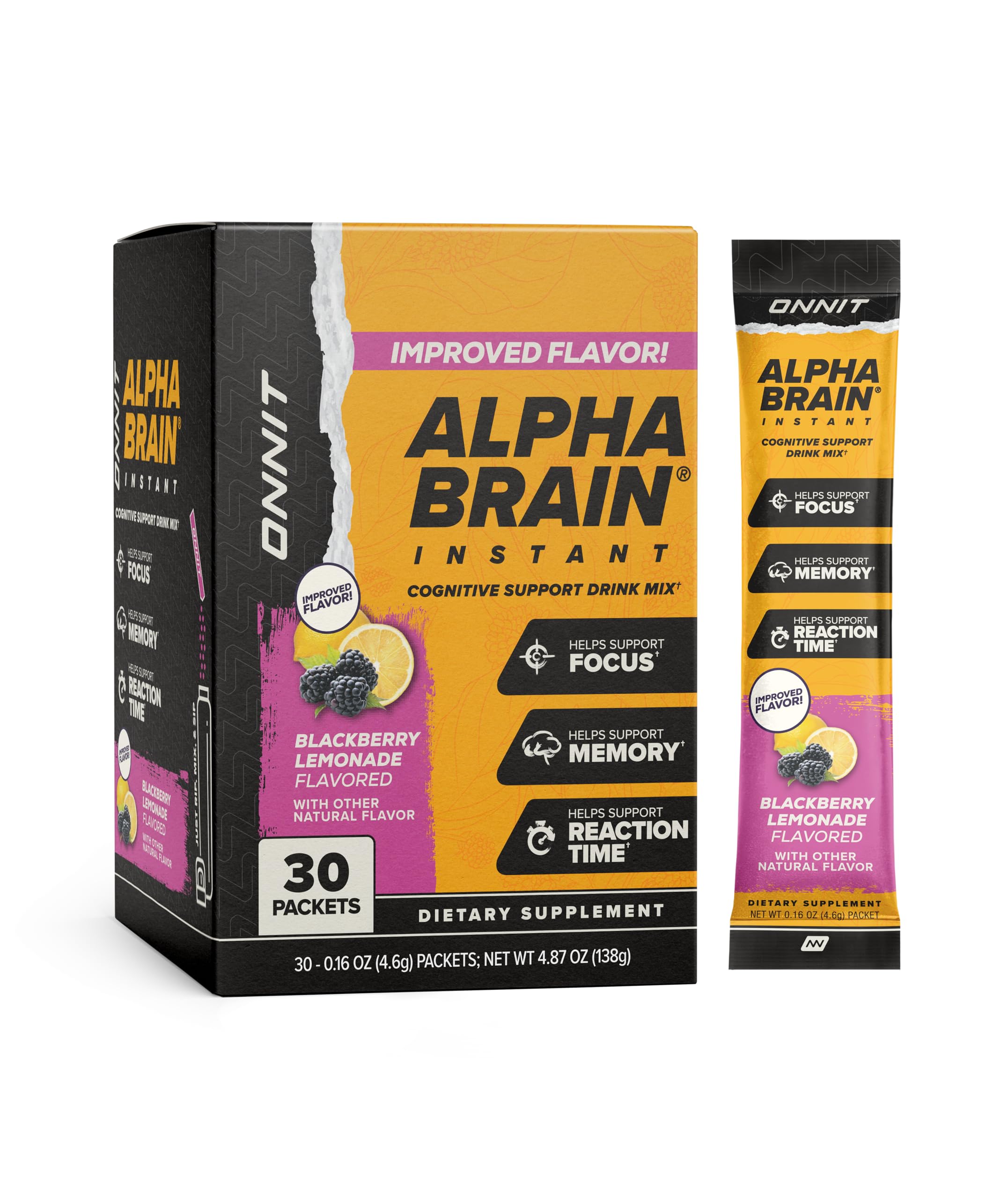 ONNIT Alpha Brain Instant - BlackBerry Lemonade (30ct Box)