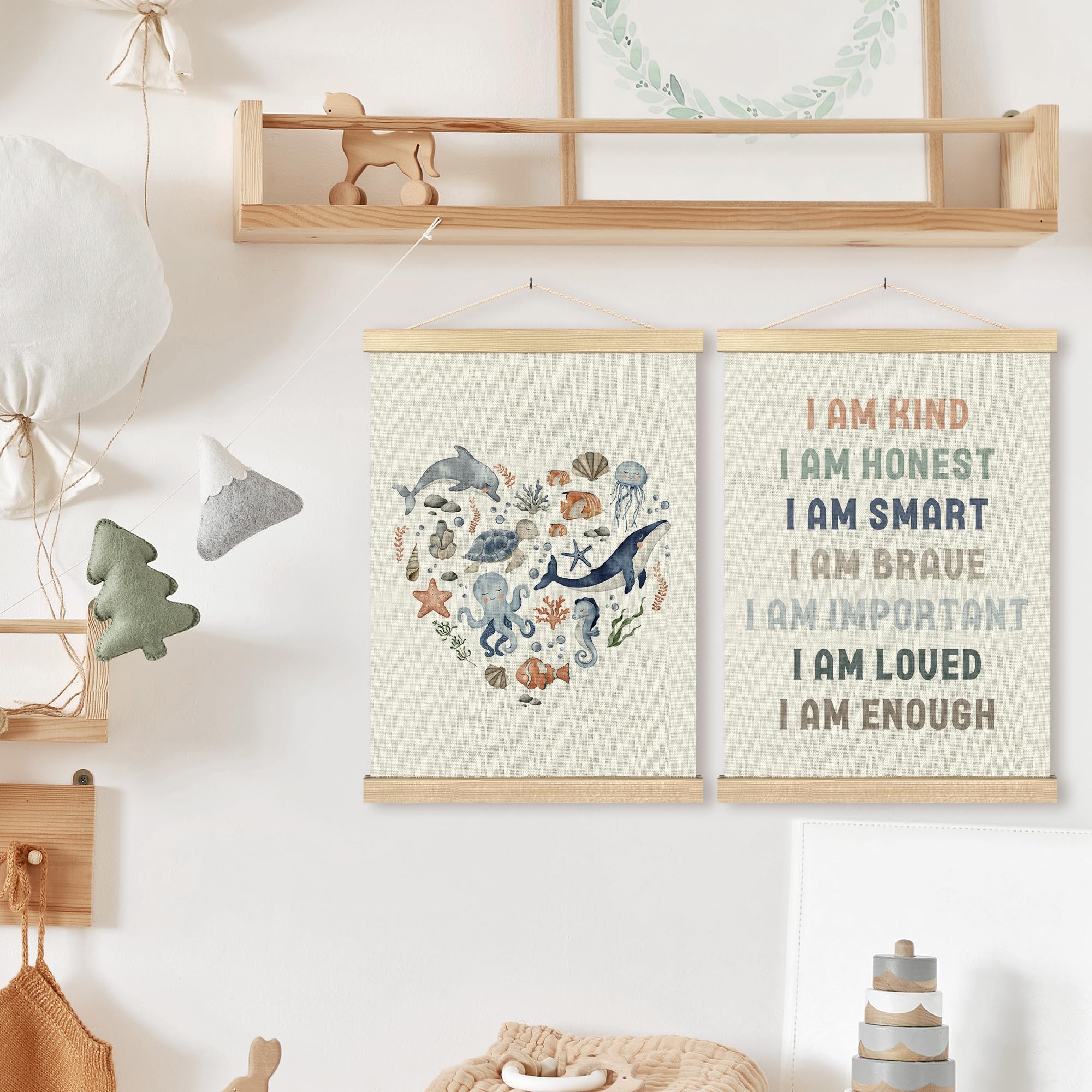 BCUANGD Animals Chart Wall Art Set Of 2 – 12x16 Inch Woodland Posters With Wood Frames, Kids Room & Nursery Decor - View #5