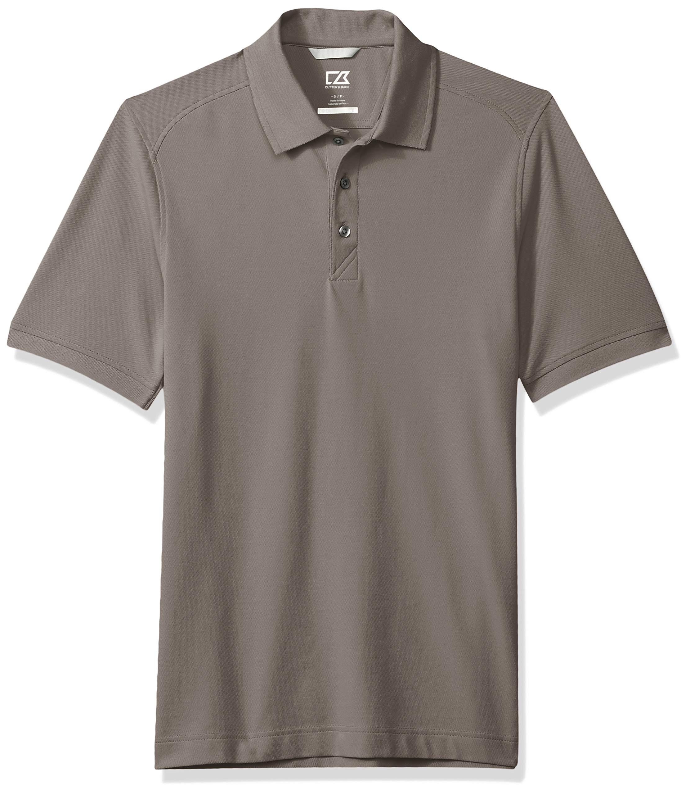 Cutter & Buck Men's Eletal Grey 35+Upf, Short Sleeve Cotton+ Advantage Polo Shirt, Large