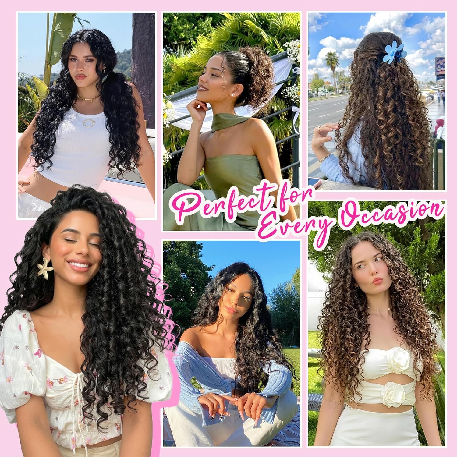 KooKaStyle Clip-In Hair Extensions, 4PCS 20inch Lightweight Curly Hair Extensions for Women, Easy-to-Wear Synthetic Hairpieces for Daily & Party (Balayage Chocolate Brown to Caramel Blonde)