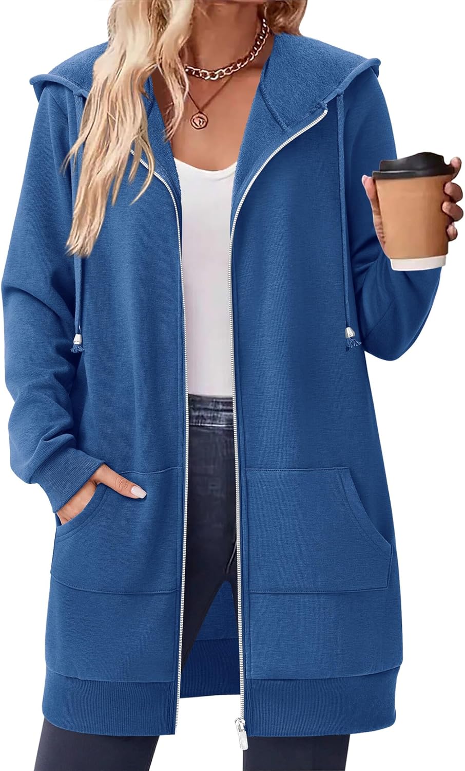 Zeagoo Women's Zip Up Hoodies Long Tunic Sweatshirts Oversized Fleece Casual Long Sleeve 2026 Fall Hoodie Jacket Coat