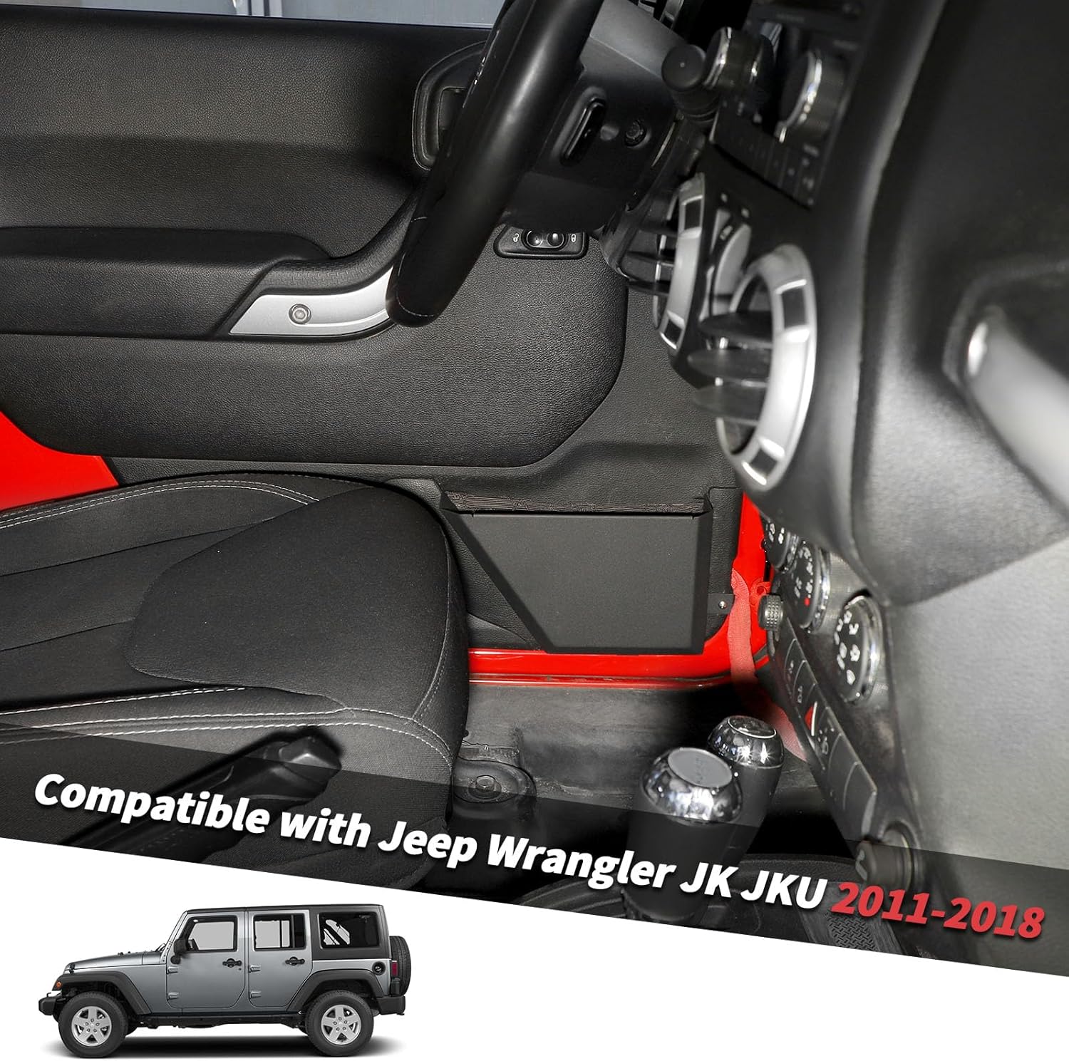 Jimen for JK Door Pockets, 2 Pack Metal Front Door Side Storage Pockets Organizer Box Compatible with Jeep Wrangler JK JKU 2 Door 4 Door 2011-2018