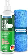 Blum Manufaktur 250ml Bildschirmreiniger + 30x30 cm Mikrofasertuch - Screen Cleaner - Display Reiniger - Absolut streifenfreie Reinigung von Handy, Laptop, PC, TV