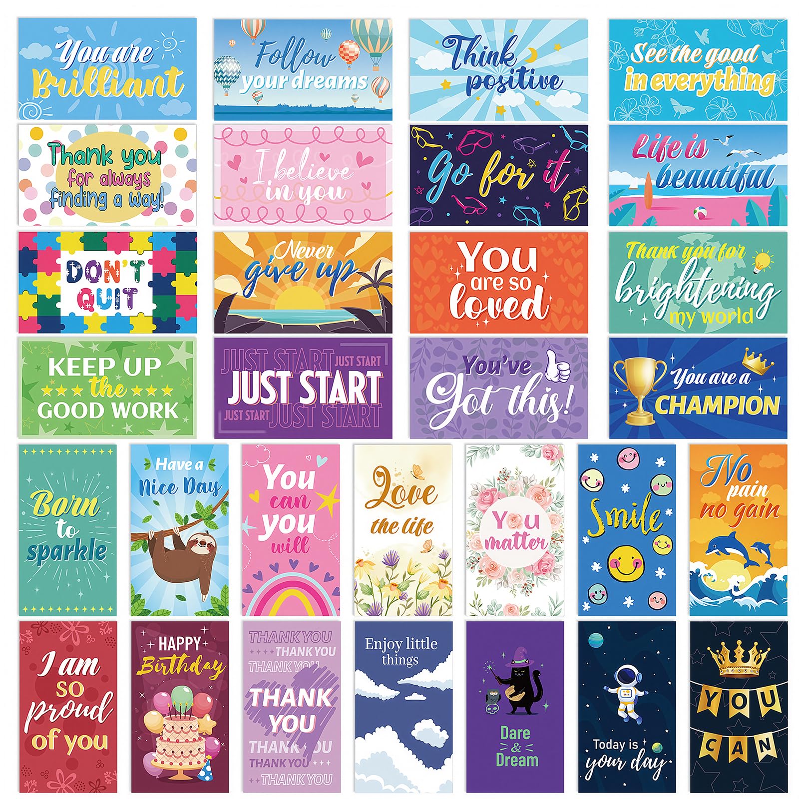 JSRQT 90 Pcs Positive Affirmation Cards for women Inspirational Lovely Motivational Quotes Note Perfect Encouragement Greeting Business Teacher Student Appreciation Leaving Gifts 30 Styles Simple — image 1
