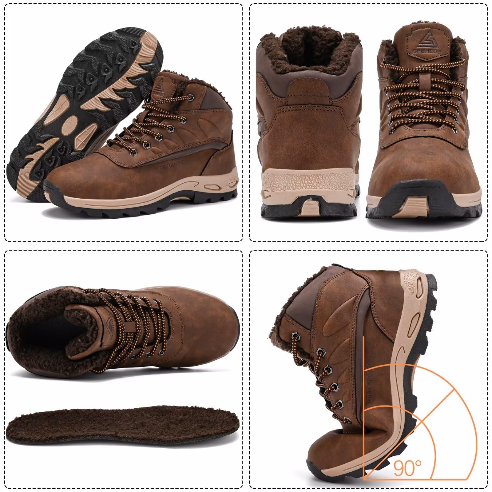 CYKYGGO Stivali Invernali Uomo Caldo Scarpe da Neve Caldo Impermeabile Antiscivolo Scarponcino Trekking