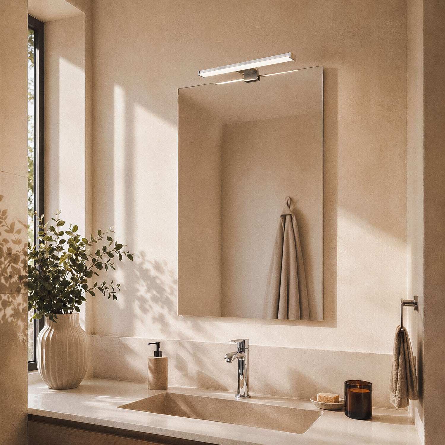 LEDKIA LIGHTING Aplique Espejo Baño 6W Plata Kendari 2700K Blanco Cálido