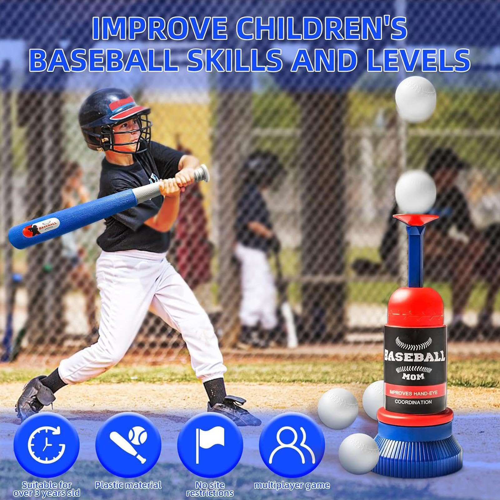 T Ball Set - Outdoor Teeball Game Set Baseball Batting Toy | Entraînement Sportif Réglable Seet Pour Les | Équipement D'entraînement En Tball Léger Pour L'apprentissage Et La Coordination Du B