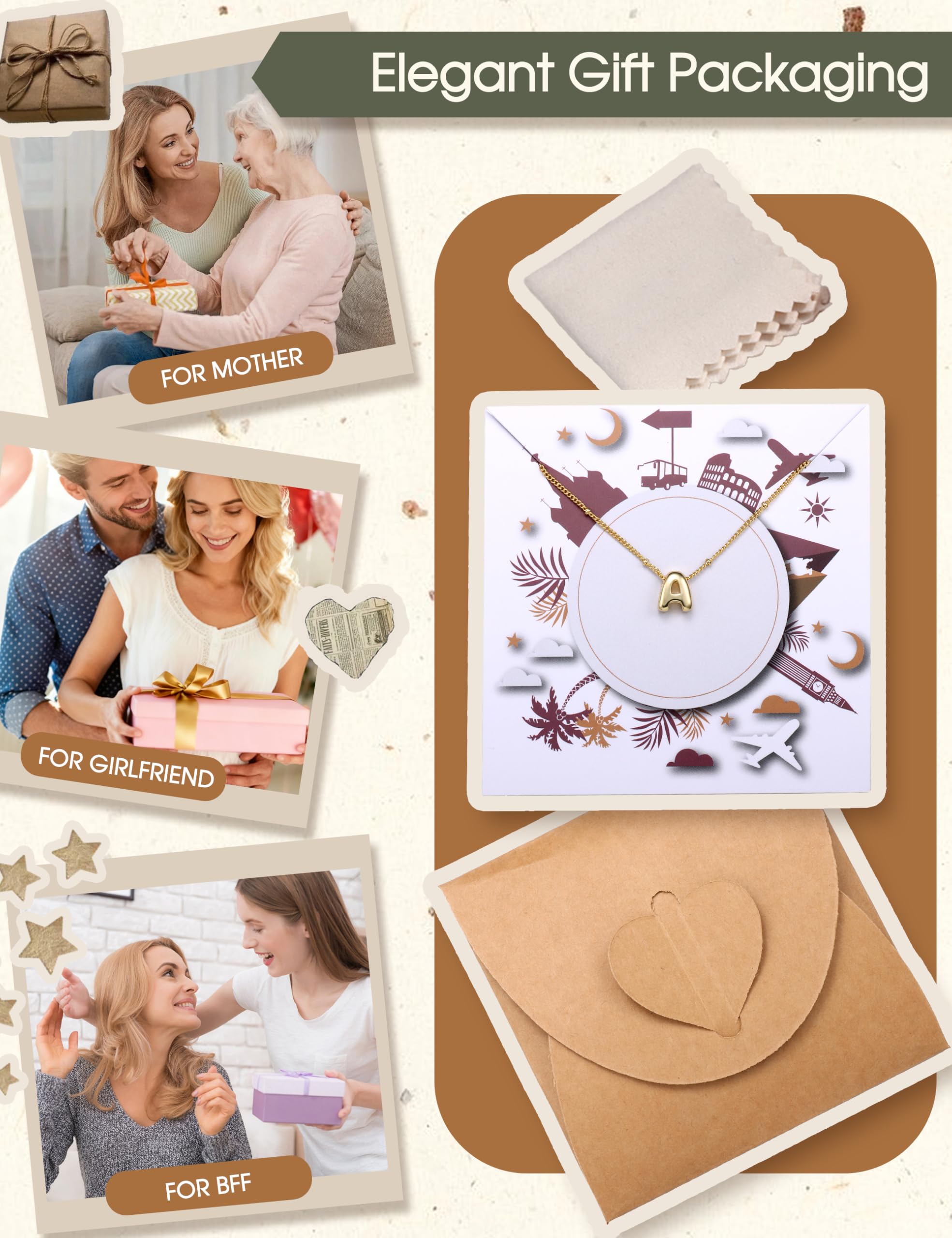 MILACOLATO Collar Inicial Corazón Para Mujer A-Z Collar Personalizado Collana Donna Oro 18K Cadena Plata Collar Nombre Ajustable San Valentin Regalos Originales Para Mujer — view 7