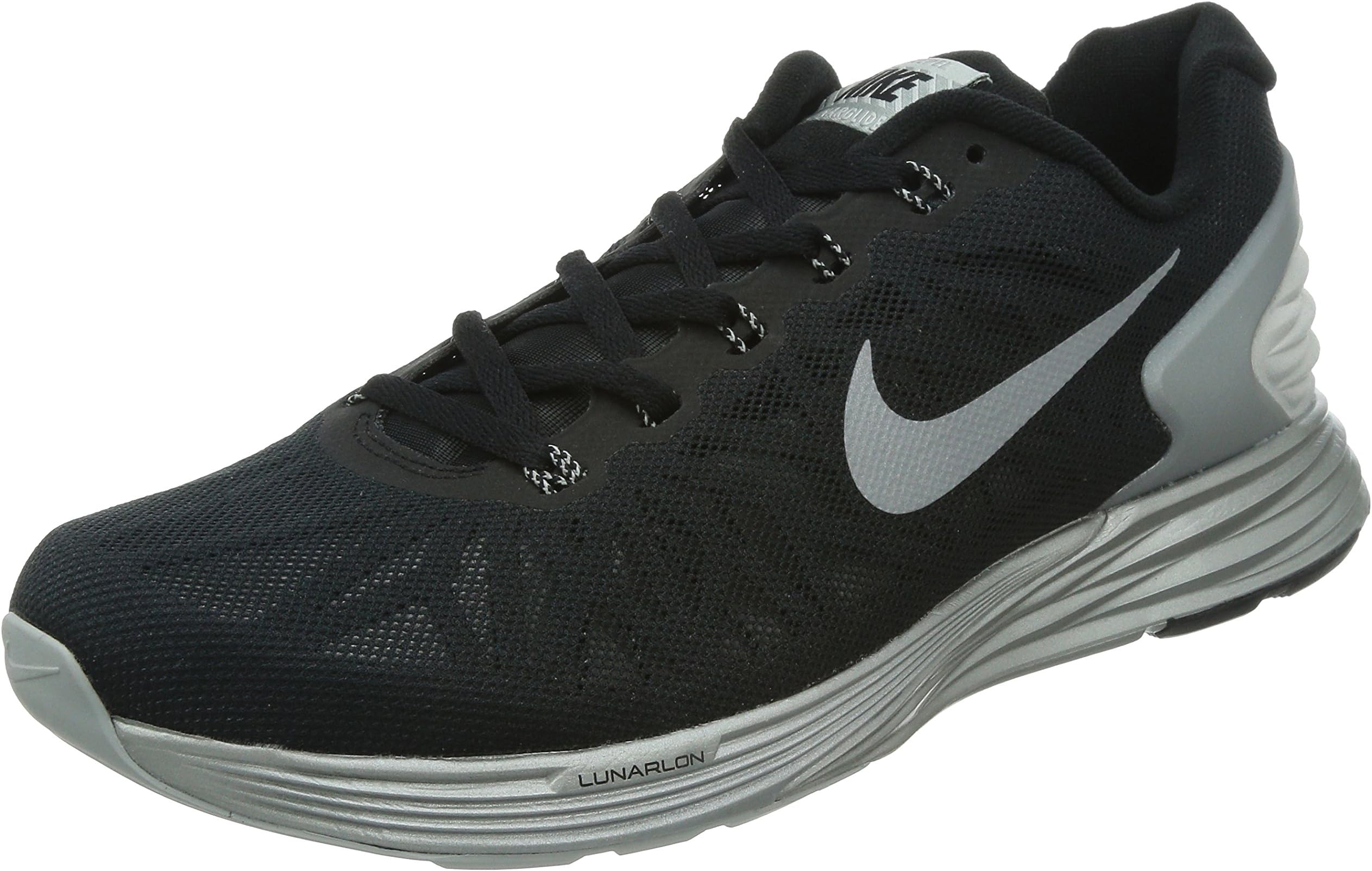Nike Mens Lunarglide 6 Flash, BLACK/REFLECT SILVER, 11 M US