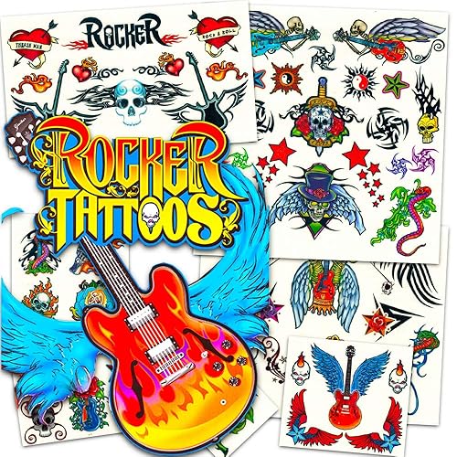Rock Star - Juego de tatuajes temporales para fiestas (50 tatuajes rockeros)