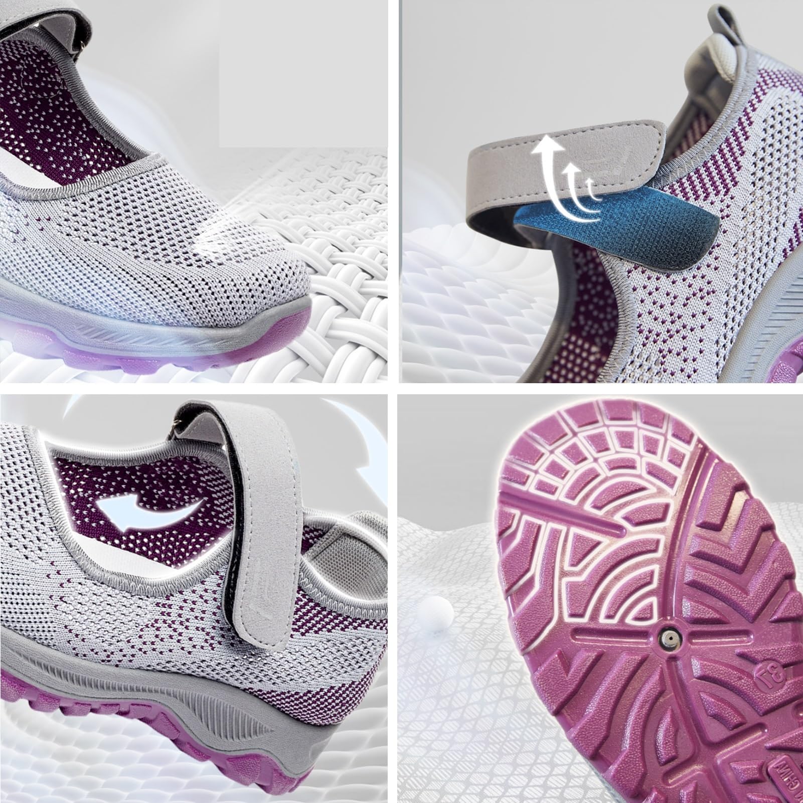 Chaussures De Tous Les Jours for Les Personnes Âgées Confortables Et Réglables Baskets De Marche Plates Et Fraîches Chaussures De Bateau Sandales for Femmes, Faciles À Enfiler Et À Enlever