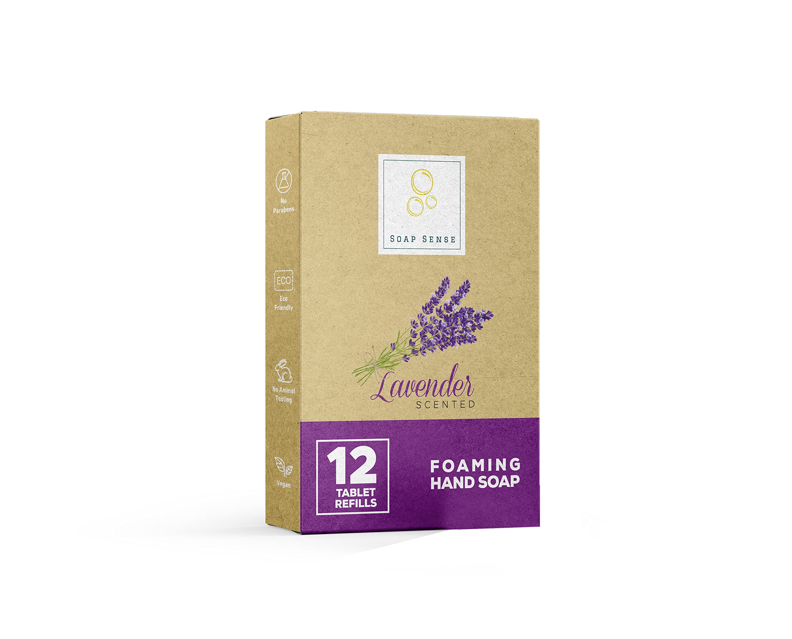 Soap Sense Foaming Hand Soap Tablets 12 Count Pack - Makes 96 fl oz Total (12x 8 fl oz Bottles of Soap) (Lavender)