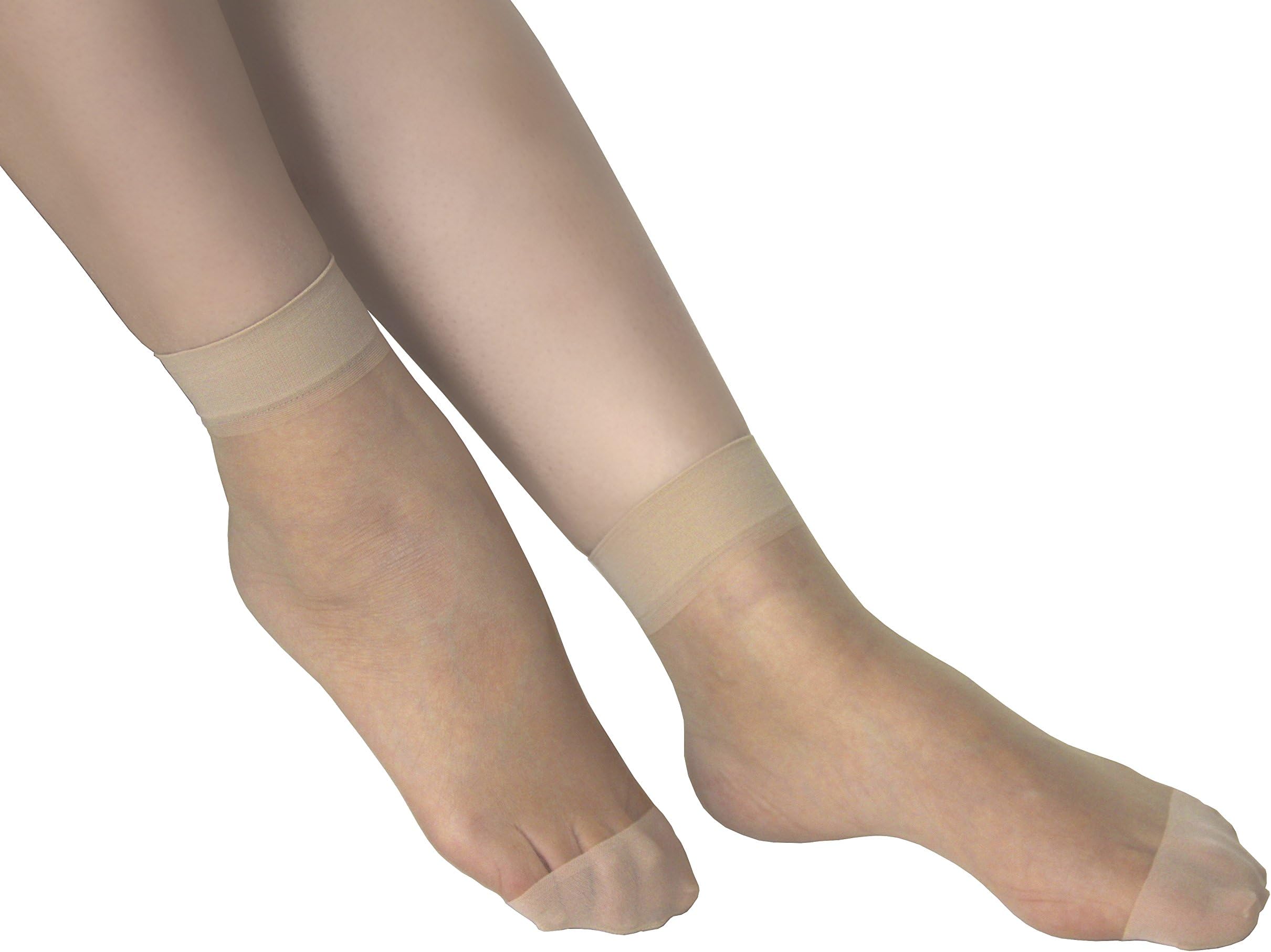 Lanko 5 Pairs Ankle High Thin Socks Nylon Hosiery Women Spandex Sheer Pantyhose-Nude