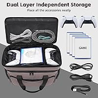 Vista 3 de YOREPEK 2 Layer Soft Carrying Case Compatible for PS5, PS4, PS4 Pro, Large Travel Cases for Game Console, Controller, Discs, Laptop, Tablet, Headset