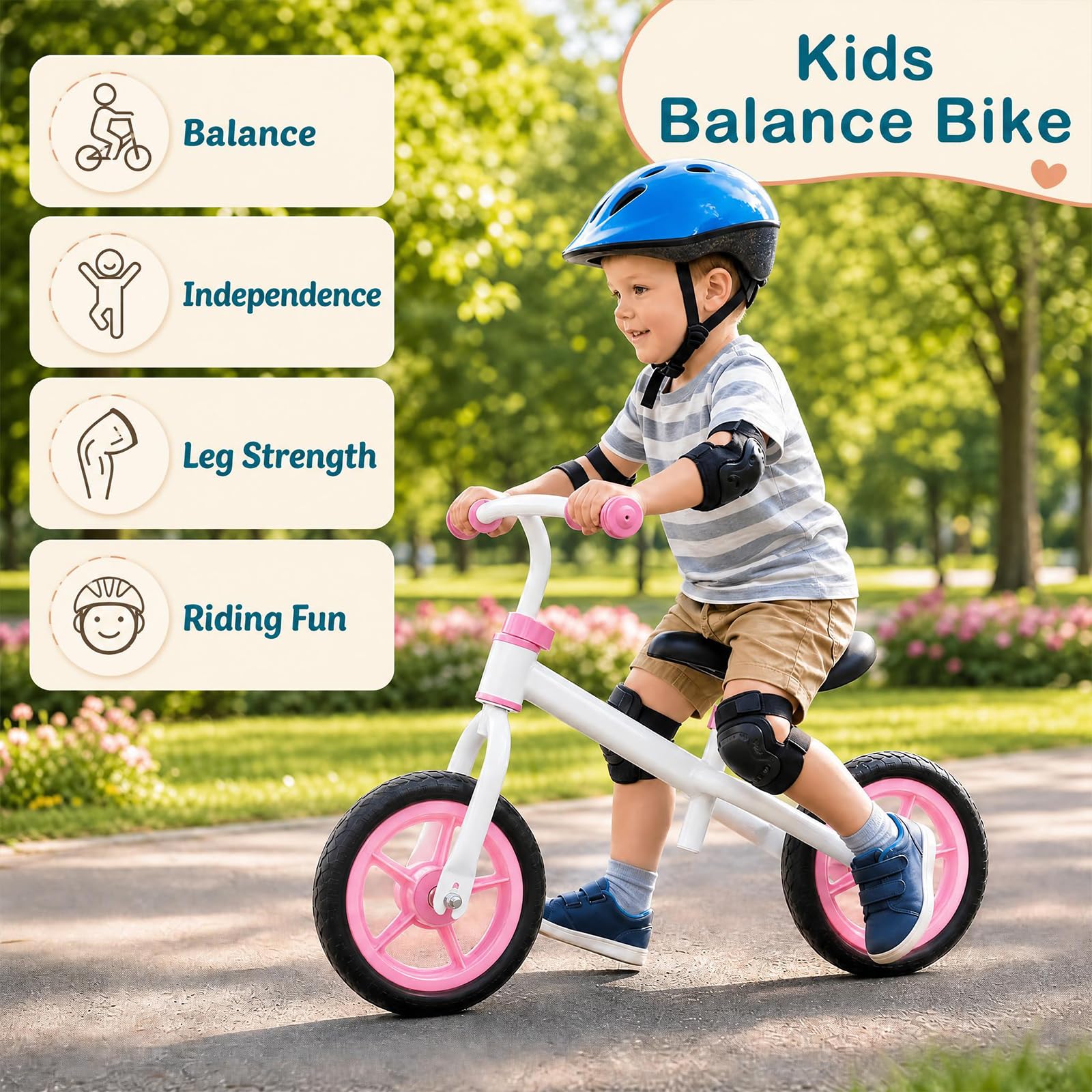 KOMFOTTEU Vélo d'Équilibre sans Pédales, Cadre Robuste Enfant 3 Ans+