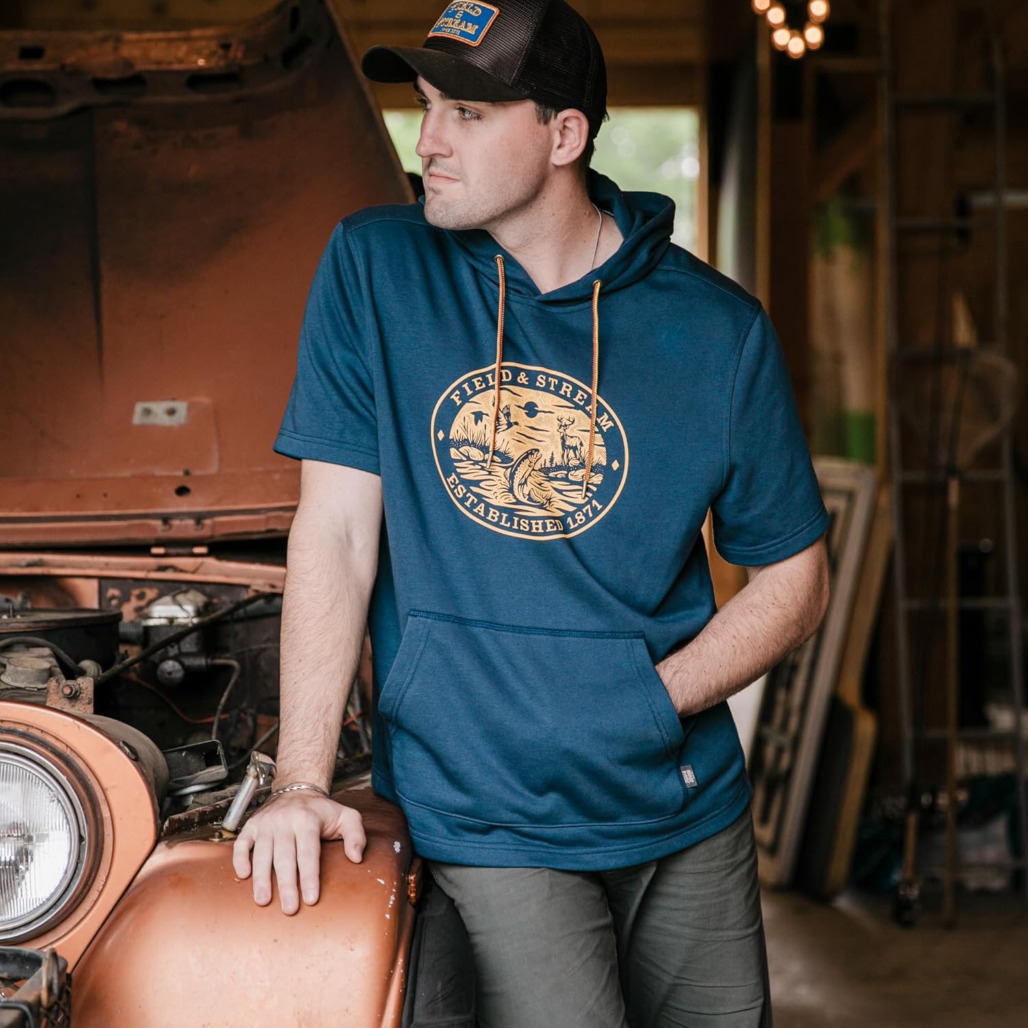 Field & Stream Skiff-Live Short Sleeve French Terry Graphic Hoodie - Image 4