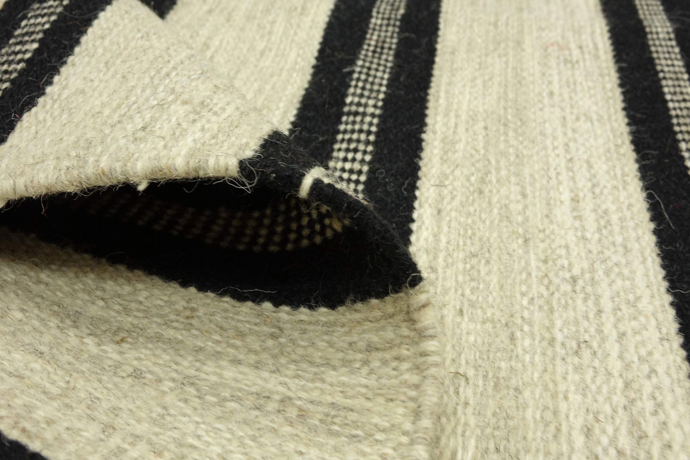 Kelim 180 x 120 Tapis tissé à la main 120 x 180 cm Beige rayé Fait main 10