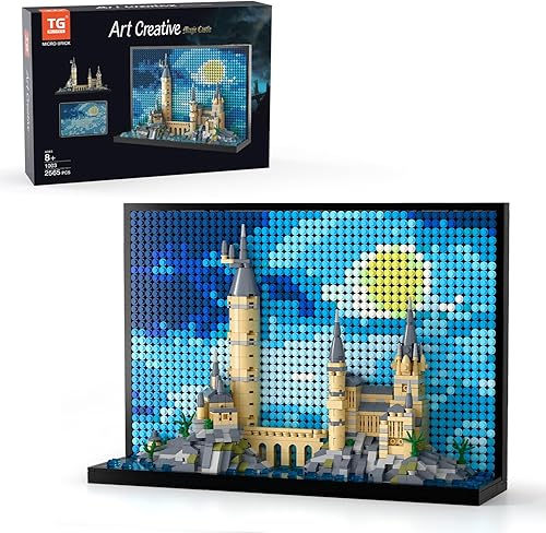 TG BLOCKS Micro Brick Magic Castle Building Set: 3D Wall Art | 2-in-1 Home Decor Model | Creative Castle & Painting Display | DIY Gift Idea Building Toy for Teens Ages 8+ Kids, Adults