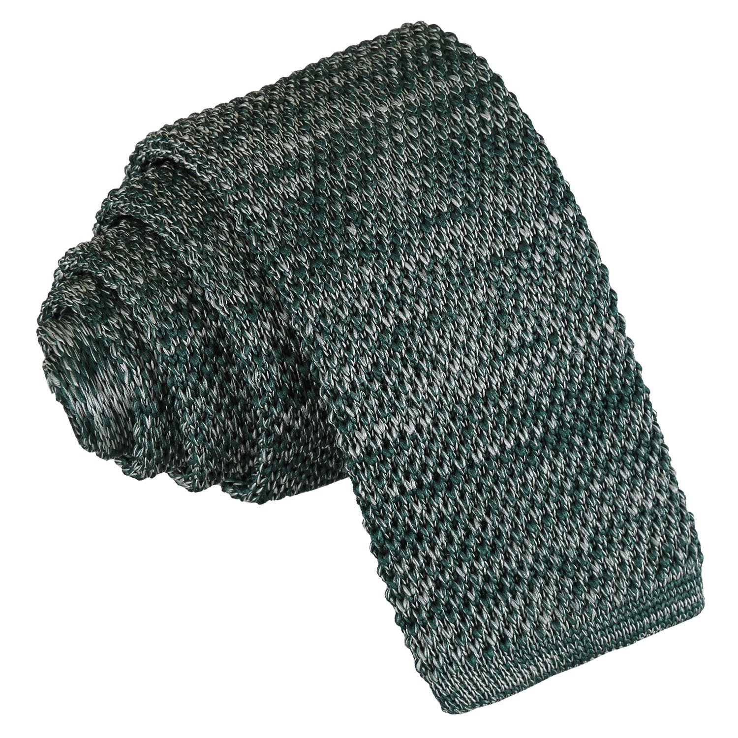 DQT Mens Knitted Tie - Skinny 5cm Width Textured Necktie - Wedding, Business & Formal - Melange Teal