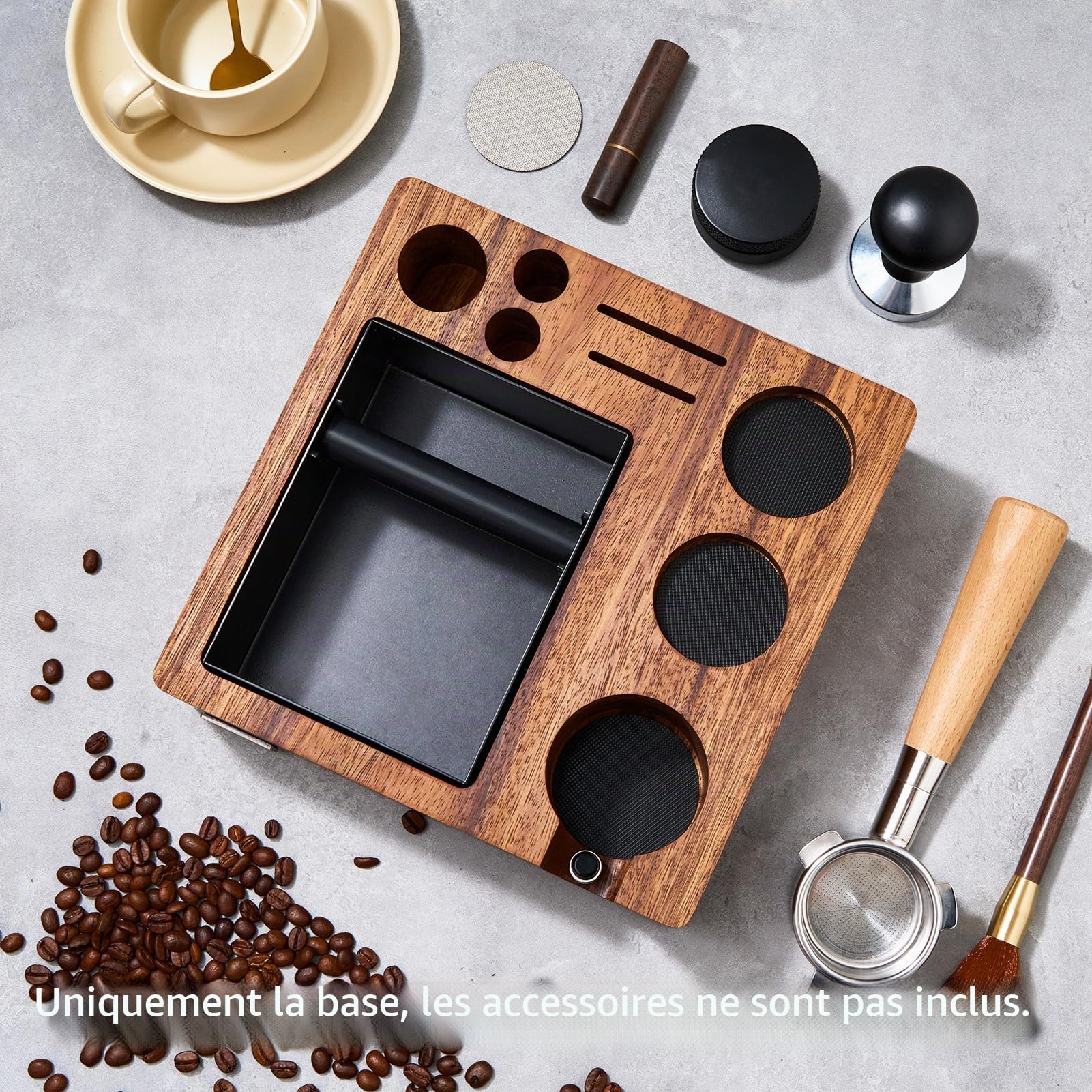 LingTing Station de Tassage Espresso 54 mm pour Machines Breville | Espace Barista avec Presse, Distributeur, Organisateur de Comptoir Normcore, Support de Porte-Filtre et Rangement Multi-Accessoires