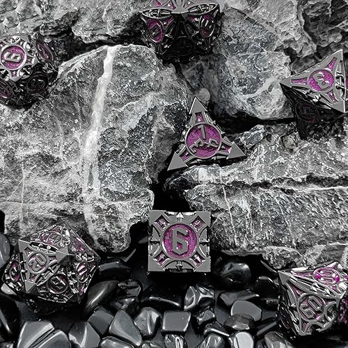 Miniatura 7 de DND - Juego de dados de mazmorras y dragones con caja de regalo y bolsa de dados, dados poliédricos de metal, juego de dados grandes para D&D para