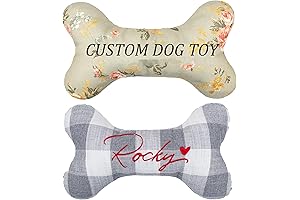 Vibrant Toy for Gigantic Canines: Custom Dog Bone Pillow with Embroidered Name