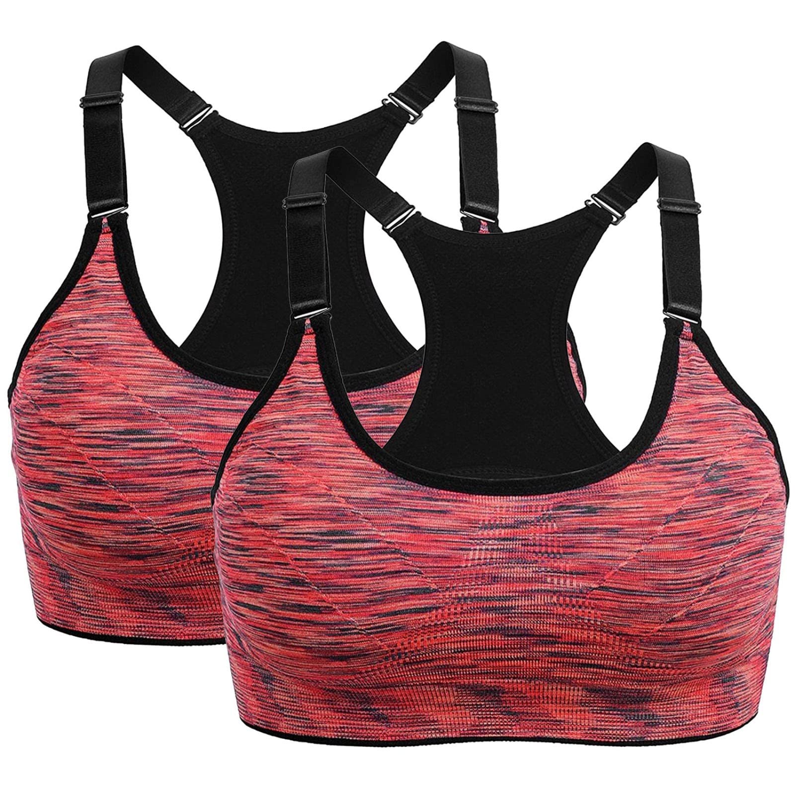 Reggiseno Sportivo da Donna for Yoga Alto, Corsa, Palestra, Senza Cuciture, Canotta Fitness, Confezione 2, N, XL