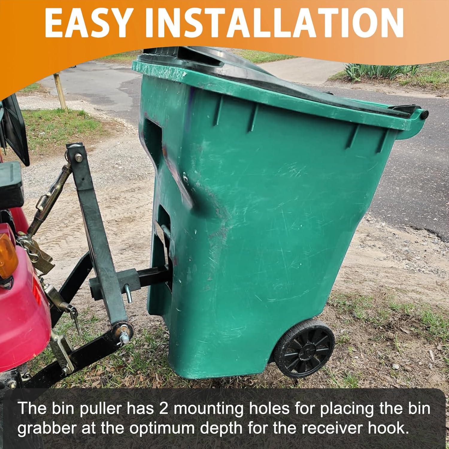 2" Trash Can Hauler Grabber Hitch Reciever, Garbage Hauling Towing Hitch Attachment, Trash Tow Truck Grab Hook Fit for Lawn Mower Garden Tractors