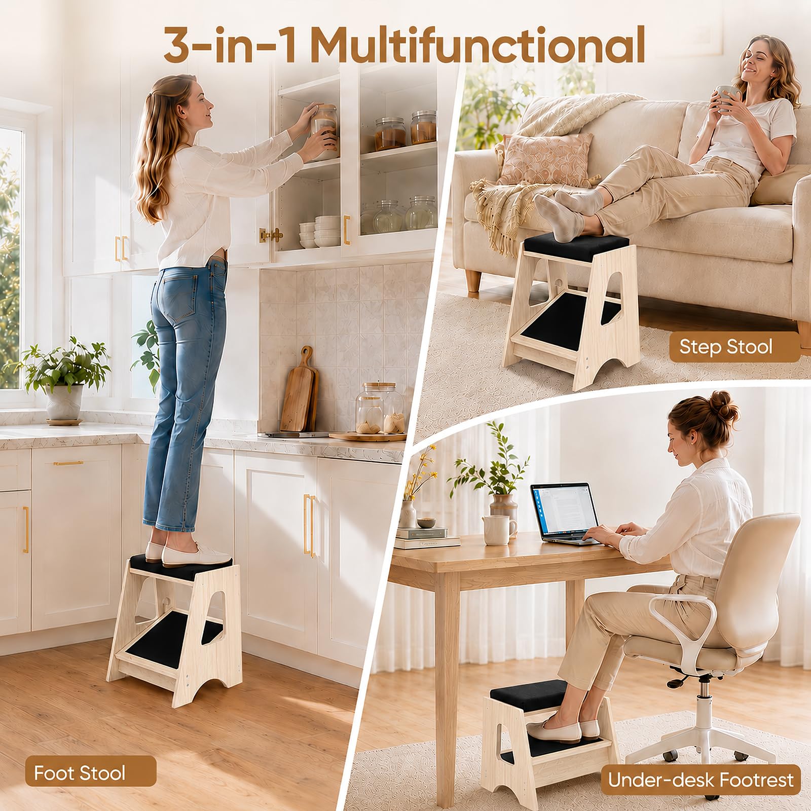 Reposapies de Oficina, Reposapies Madera Ajustable para Escritorio