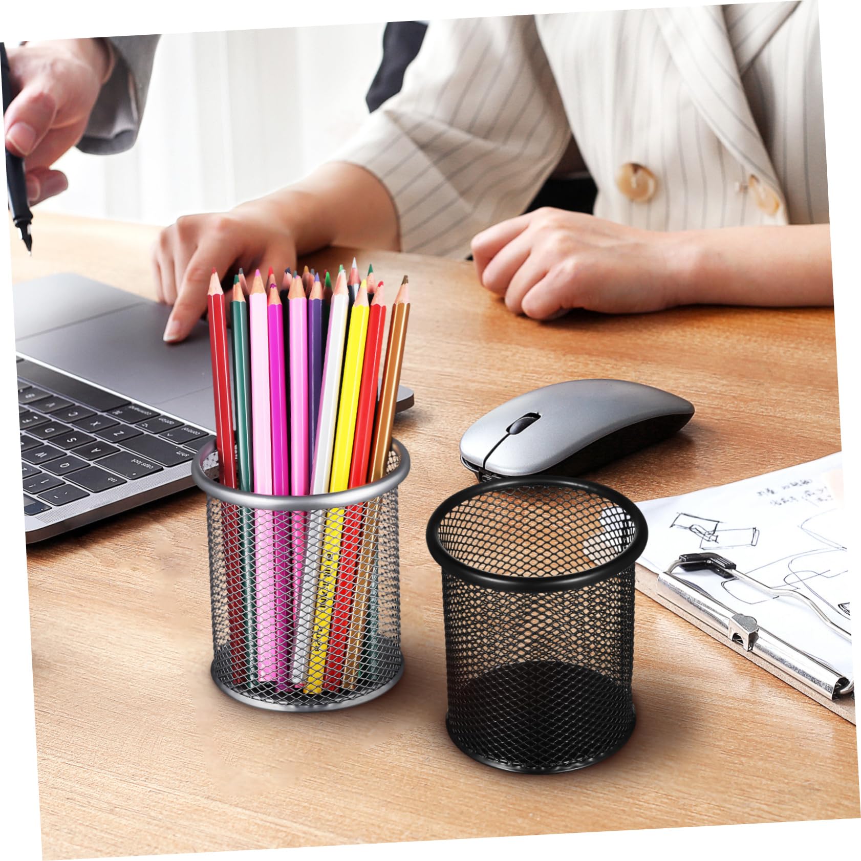 10 Pezzi porta penna Secchio per organizer da scrivania Titolare Portapenne metallo Portapenne industriale graffette ufficio portautensili tazza portapenne contenitore per penne