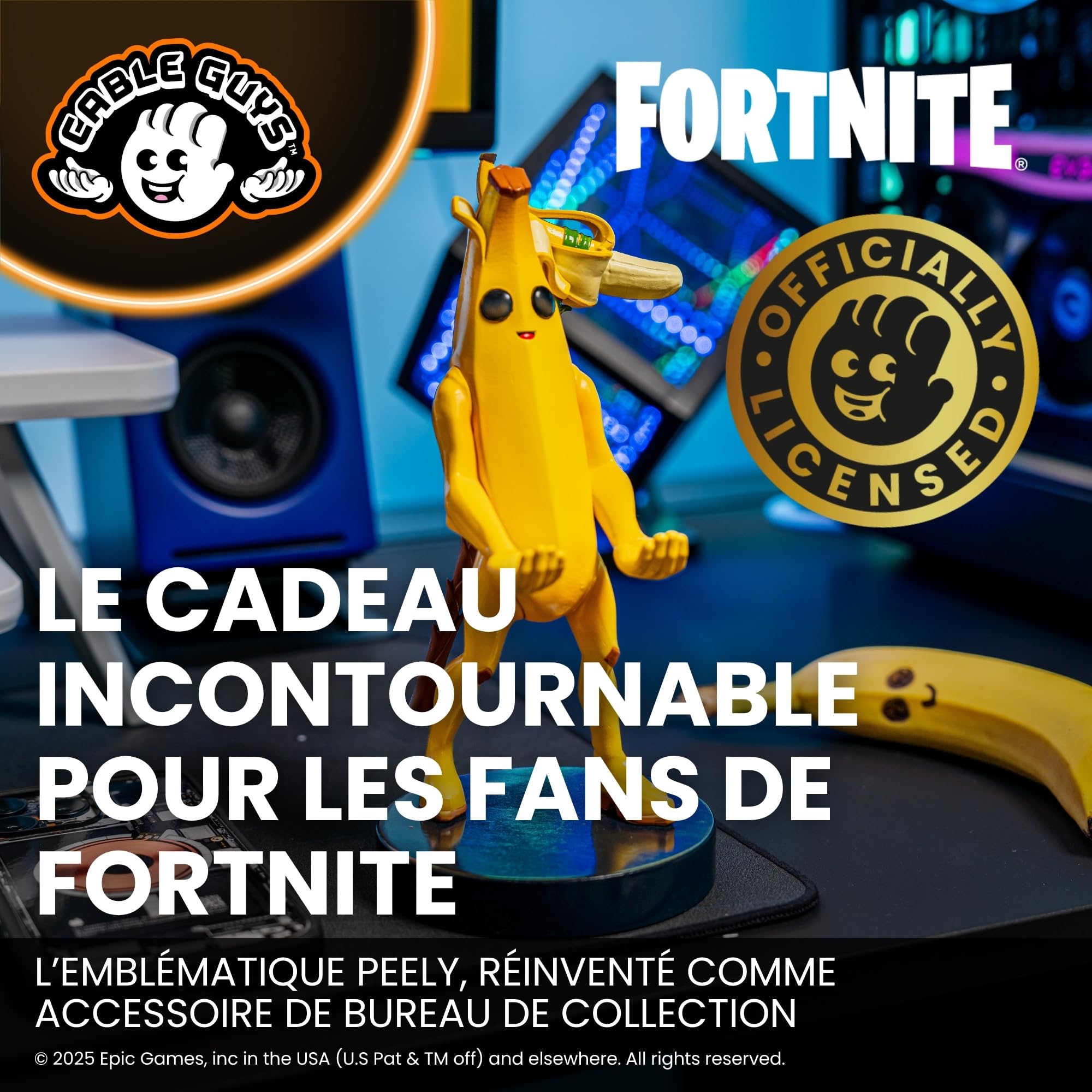 Cableguys Fortnite Peely Support Manette et Porte Telephone - Gaming Accessoire et Figurine pour Bureau et Gamer Setup, Compatible avec Xbox, PlayStation et la Plupart des Manettes