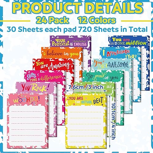 Miniatura 2 de 24 notas adhesivas inspiradoras de 3 x 4 pulgadas, notas adhesivas de agradecimiento, blocs de notas motivacionales, notas adhesivas positivas,