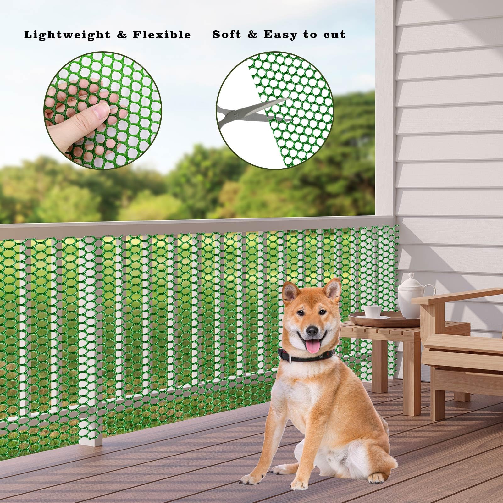 Dnoifne 5 m x 40 cm Roll Mesh Fence, Versatile Green Plastic Fencing & Netting, Cuttable Animal Wire Mesh Fence - Image 2