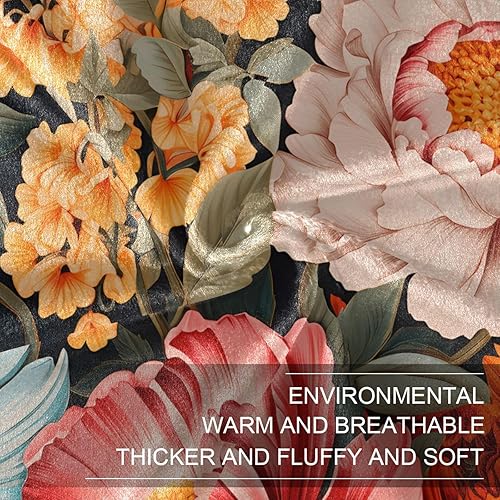 Miniatura 7 de Manta de nailon con estampado floral, color blanco, amarillo y rosa, ultra suave, acogedora para todas las estaciones, manta de felpa de 60 x 90