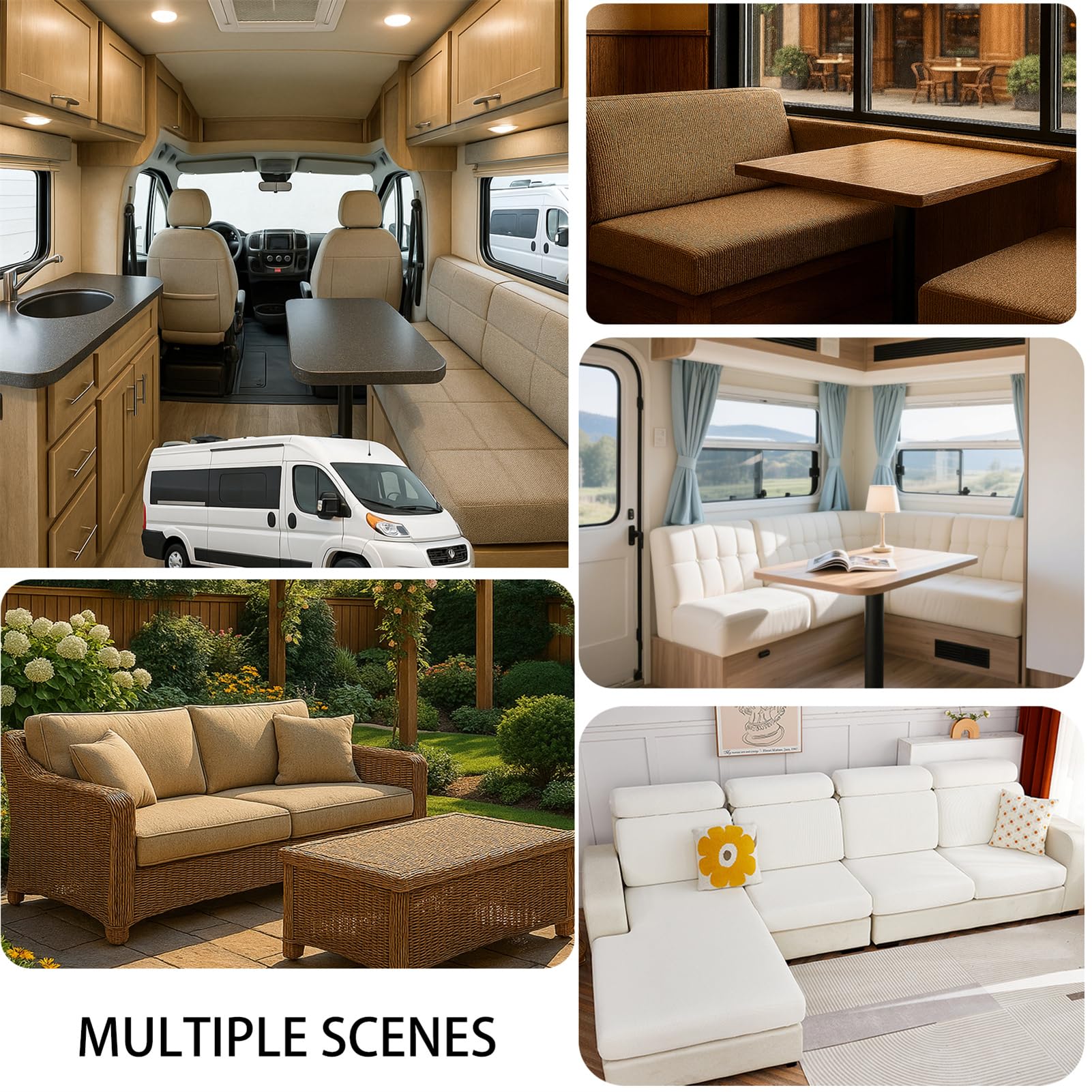 Housse De Coussin Caravaning Imperméable Antidérapante Banquette L130-160cm W40-65cm Marron foncé